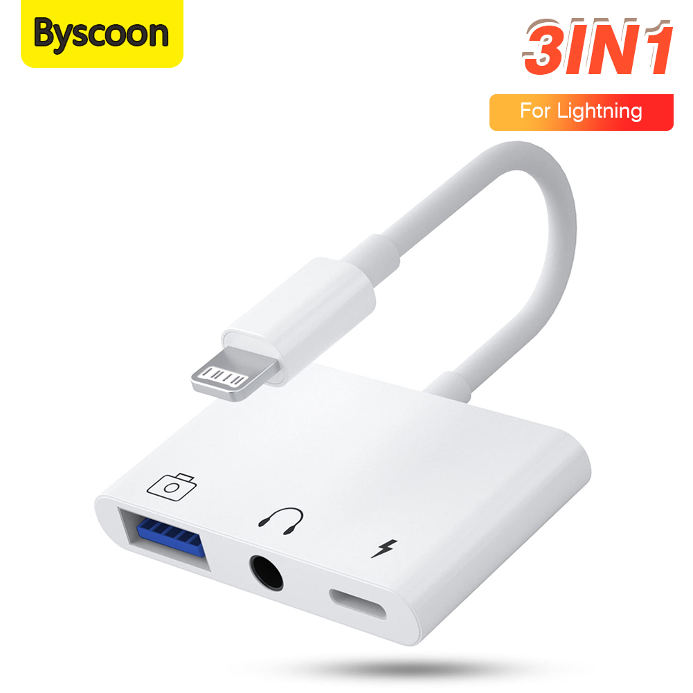 Transmission Jack Adapter - 3 in 1 Lightning ke USB
